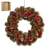 Mica Decorations Landon Kerstkrans met Dennenappels - H9 x Ø45 cm - Br...