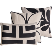 AGATHIS - Sierkussen set van 3 - Beige/Zwart - Katoen