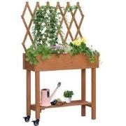 Verhoogde Plantenbak met Plantenrek en opbergplank op Wielen