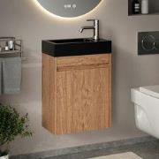 Toiletmeubel Elen - 40cm - Warm Eiken - Wastafel Zwart