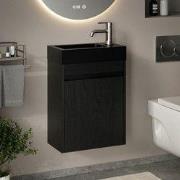 Toiletmeubel Elen - 40cm - Zwart Eiken - Wastafel Zwart