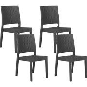 FOSSANO  - Tuinstoel set van 4 - Grafietgrijs - Synthetisch materiaal