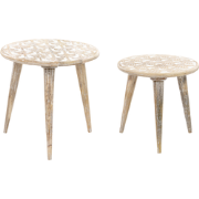 HURSI - Bijzettafel set - Lichte houtkleur - Mangohout