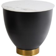 NADINE - Bijzettafel - Wit/Zwart - Gesinterde steen