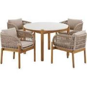 Tuinset Beige Touw/Acaciahout - 120x120x76cm - Terracina