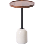 RAINY - Bijzettafel - Bruin/Wit - Mangohout/Metaal/Marmer