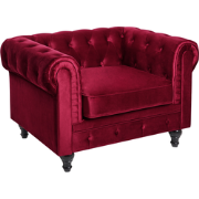 CHESTERFIELD - Chesterfield fauteuil - Donkerrood - Fluweel