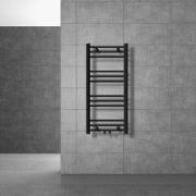 Badkamerradiator met middenaansluiting 400x800 mm zwart mat recht met ...
