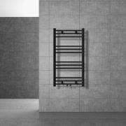 Badkamer radiator middenaansluiting 500x800 mm zwart mat recht met ond...