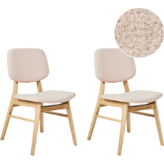 ELAINE- Eetkamerstoel set van 2 - Lichtbeige - Licht hout/Bouclé
