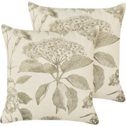 ROSEMARY - Sierkussen set van 2 - Beige/Groen - 45 x 45 cm - Katoen