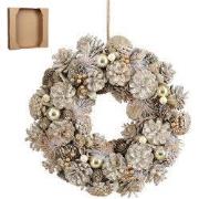 Mica Decorations Hanley Kerstkrans met Dennenappels - H9 x Ø34 cm - Wi...