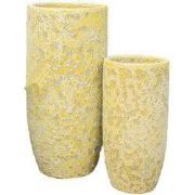 PTMD Dezzel Yellow Glazed Round Ceramic Pot High SV2