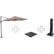 Zweefparasol Hawaii S - met voet en hoes -Taupe - 300 cm