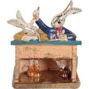 Clayre & Eef Decoratie Beeld Konijn 11x7x11 cm Wit Kunststof