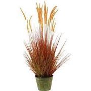 Stekelkamgras in pot 140 cm oranje-groen kunstplant