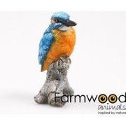 Vogel ijsvogel op stam l7b7h11.5cm