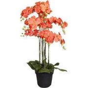 Orchidee kunstplant 9-tak 110 cm, oranje