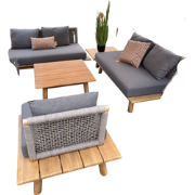 Lunar loungeset acacia white wash/rope dark grey/mystic grey