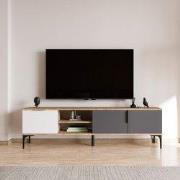 Modern TV Meubel Tarz 180 cm Wit-Antraciet-Eikenlook Melamine