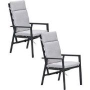 Garden Impressions Kasper tuinstoel verstelbaar donker grijs - 2 stuks