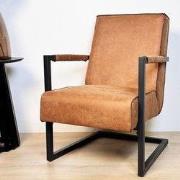 Industriële fauteuil cognac eco-leer Tiger