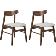 SMILEY - Eetkamerstoel set van 2 - Lichtgrijs - Donker hout/Stof