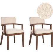 DALBO - Eetkamerstoel set van 2 - Donkerbruin/Lichtbeige - Bouclé