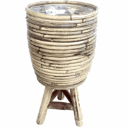 Pot streep op poten grijs d18 h28 cm