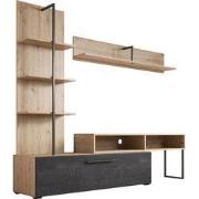 Meubella - Wandmeubel Emerson - Zwart - Eiken