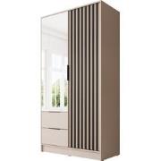 Meubella - Kledingkast Nairobi - Beige - Zwart - 105 cm - met spiegel
