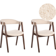 DAY - Eetkamerstoel set van 2 - Donkerhout/Lichtbeige - Bouclé