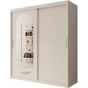 Meubella - Kledingkast Bodhi - Wit - 180 cm - Met spiegel