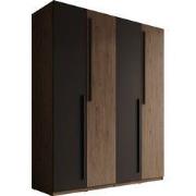 Meubella - Wangoo - Kledingkast 4 deuren - Donker eiken - 179x60x221 c...