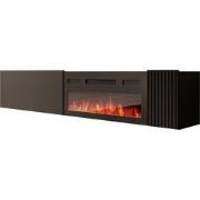 Meubella - Cruzar - TV-Meubel met sfeerhaard - Zwart - 200 cm