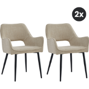 2x Eetkamerstoel Ray - Stof Crème Beige