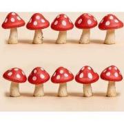 URBANJNGL - Paddenpad - Decoratieve mini paddenstoelen - Rood - 10 stu...