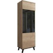 Meubella - Vitrinekast Jenny - Eiken - Zwart - 61 cm