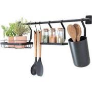 Keukengereihouder met 2 haken en houders voor planten en kruiden