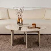 Salontafel Set van 2 Travertijn Maira - Melamine