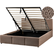 BOUSSE - Bed met opbergruimte - Taupe - 140 x 200 cm - Bouclé
