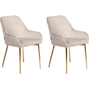LOVERNA - Eetkamerstoel set van 2 - Beige - Fluweel