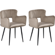 SANILAC - Eetkamerstoel set van 2 - Taupe - Fluweel
