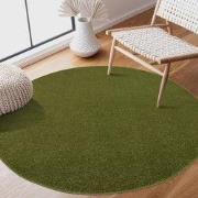 Uni Rond Groen Vloerkleed – Modern Laagpolig Effen Tapijt- 120 CM ROND
