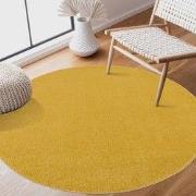 Uni Rond Geel Vloerkleed – Modern Laagpolig Effen Tapijt- 120 CM ROND