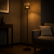 Landelijke Glazen Highlight Salerno LED Vloerlamp - Zwart