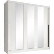 Meubella - Kledingkast Alcamo 3 - Wit - 205 cm - Met spiegel