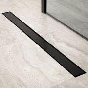 Douchegoot - 90cm- Mat Zwart- Tegelrooster - RVS - Met Flens