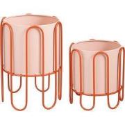 Mica Decorations Dione Bloempot op Standaard – Set van 2 – Plantenpot ...