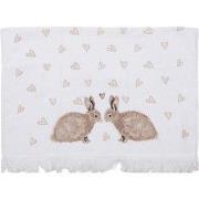 Clayre & Eef Gastendoekje 40x66 cm Wit Bruin Katoen Konijnen
